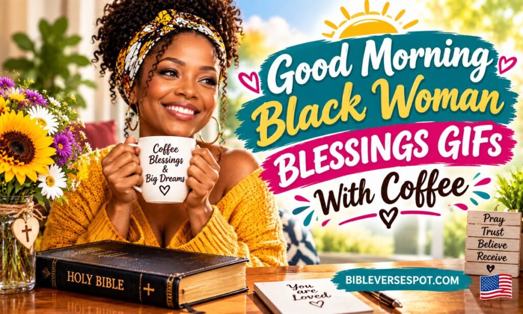 Good Morning Black Woman BLESSINGS GIFs With Coffee